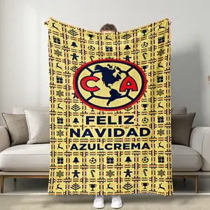 Mexico America Football Club Christmas Fan Warm Blanket Classic Snowflakes Gingerbread Men Gift Boxes C a Logo Feliz Navidad 2023 New Year Festive Decoration Soft Plush Throw for Fans