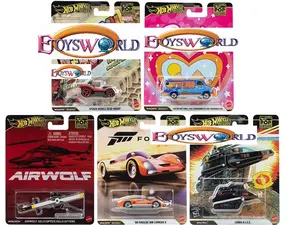 Hot Wheels Premium 2026 Pop Culture Q Case Set of 5 Cars, Airwolf Helicopter, Cobra H.I.SS Tank, GMC Panel Van, Porsched 906 Carrera 6, Spide-Mobile Dead Buggy Model HXD63-956Q-6B