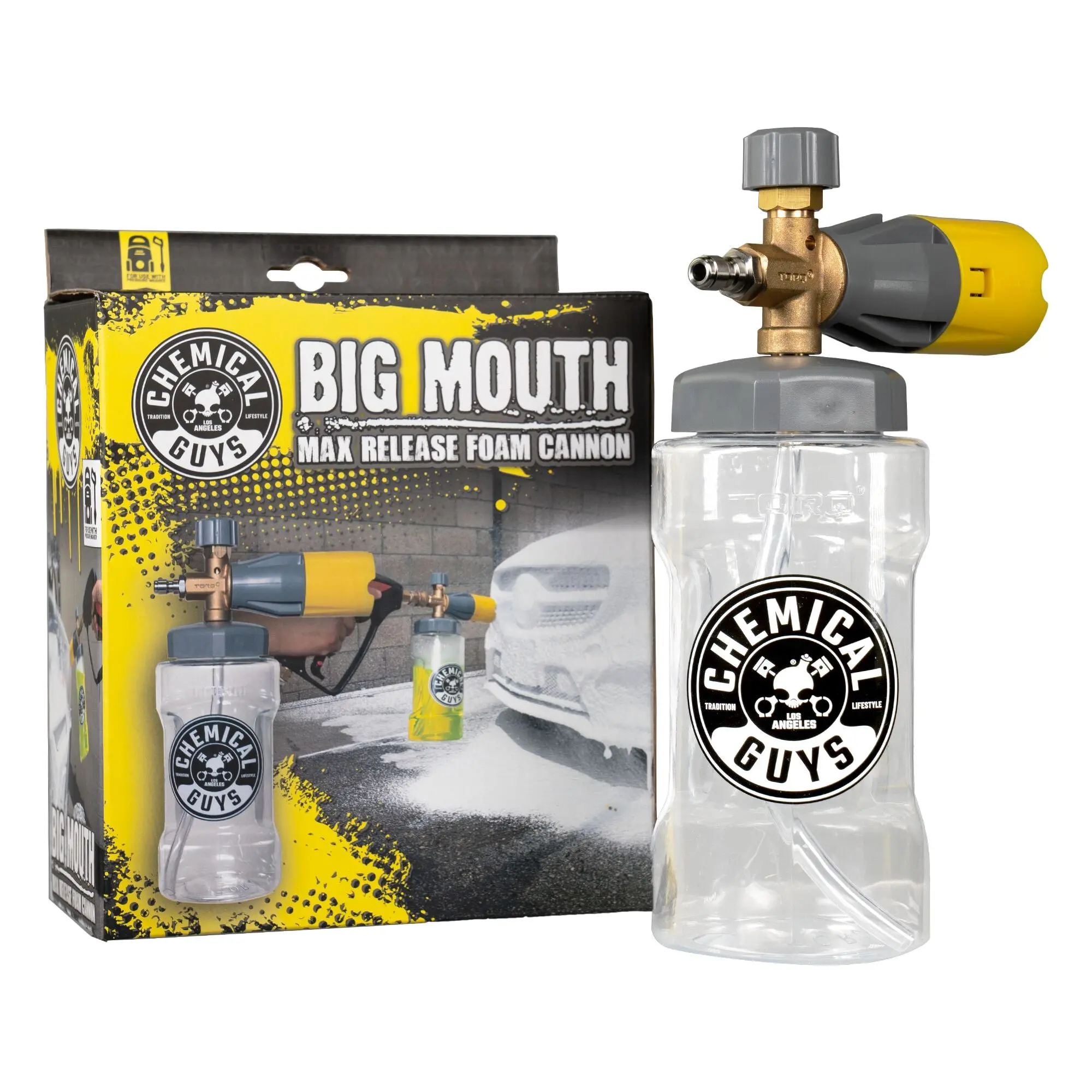 CHEMICAL GUYS Big Mouth Foam Cannon – Pressure Washer Car Wash & Detailing Tool for Max Foam | Adjustable Nozzle for Thick Suds on Cars, Trucks, SUVs, RVs, Wheels, Fences & Walls, Car Wash Accessories, Foam Lance, Car Wash Soap