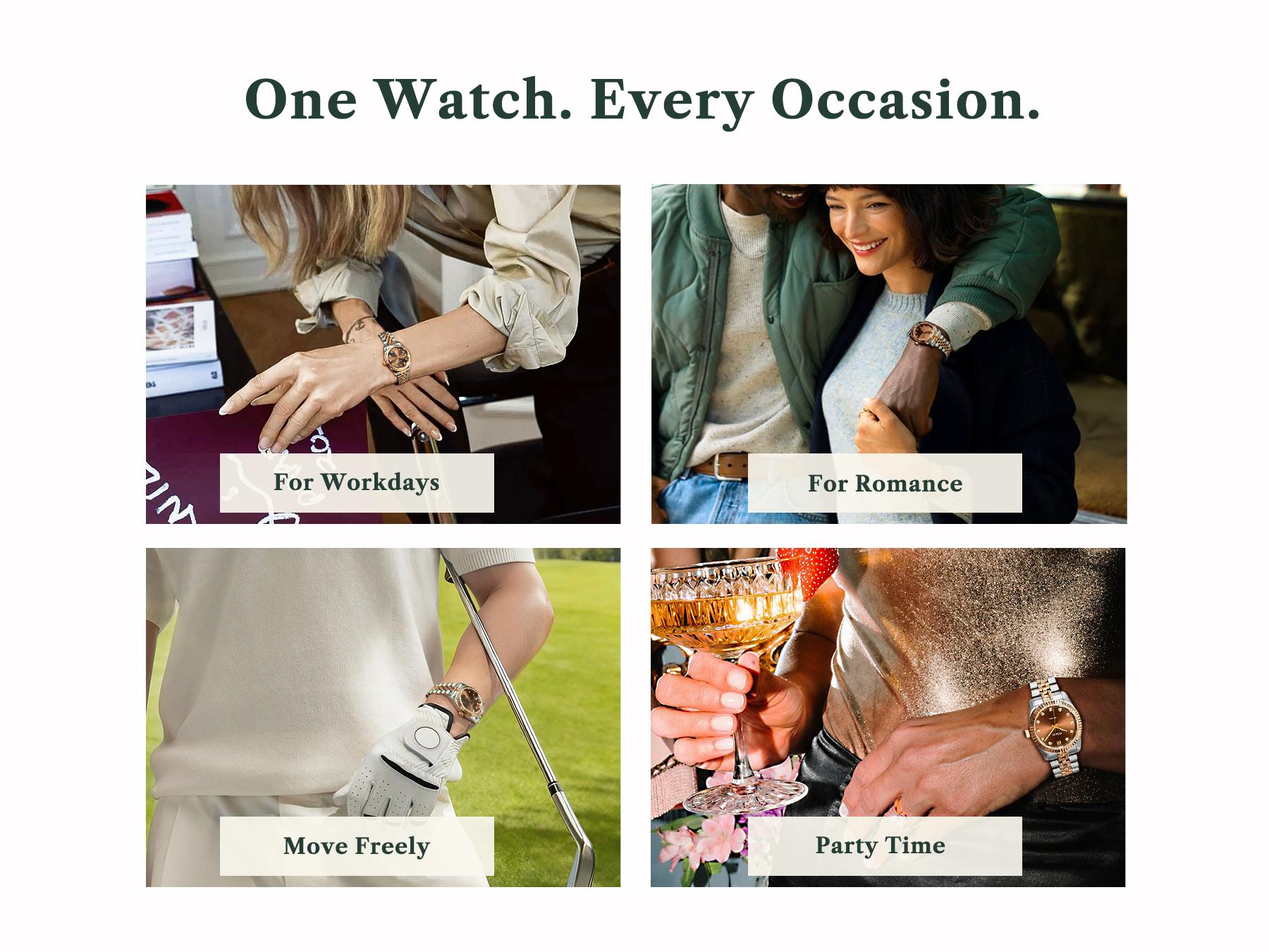 PASCAL Timeless Classic Gold Watch for Women & Men 31mm & 36mm with White Lab-Grown Diamonds Swiss Ronda 763 Quartz Movement Stainless Steel Bracelet Everyday Luxury Gift