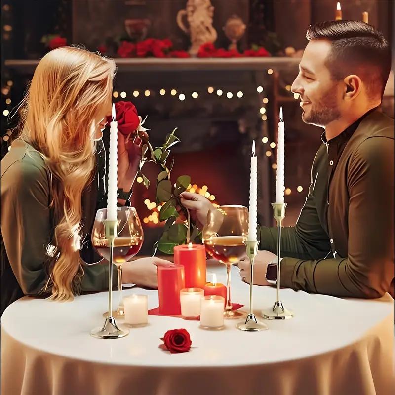 Vintage Gold Brass/Black/Silver Taper Candle Holders 6-Pack & 30-Pack Elegant Candelabra Candle Stands for Fireplace Dining Table Party Home Décor Ornamental Taper Lanterns - Decor