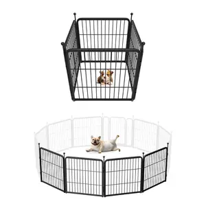 FXW Rollick Unleashed Dog Playpen, Add-On 2/4 Panels for Indoor, Yard, RV Camping, 24"/32"/40"/45"/50" Height for Small/Medium/Large Dogs, Black│Patented