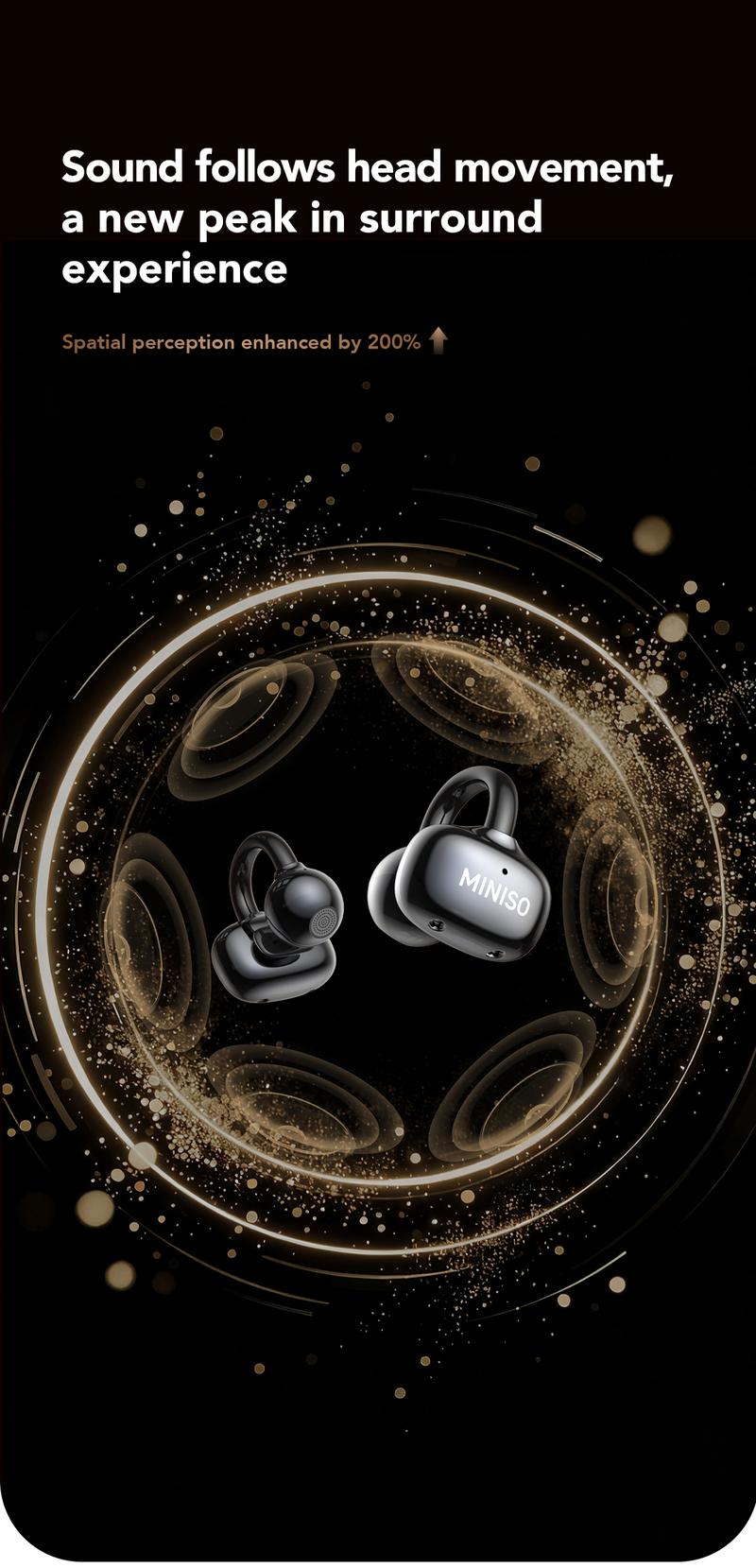 MINISO MS503 Heart Rate Monitoring Earbuds, Support Heart Rate and Blood Oxygen Detection,Clip On Wireless Headphones, Bluetooth 6.0 Earphones,  IPX5 Waterproof Audio Earbuds for Music & Calls, Comfortable for Sports