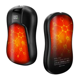 Fussion Double-Sided Heating Hand Warmers, 2-Pack, 5-Level Adjustable Heating, Rechargeable, Comes with Mini Portable Flashlight, Ideal for Hand Warming During Skiing and Outdoor Camping