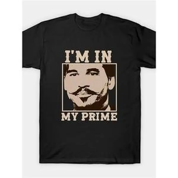 Women's Vintage Print Short-Sleeve T-Shirt, Doc Holliday "I'm In My Prime" Meme Inspired, Crew Neck, Classic Fit, Comfortable Summer Streetwear Essential, Shortsleeve, Tshirt