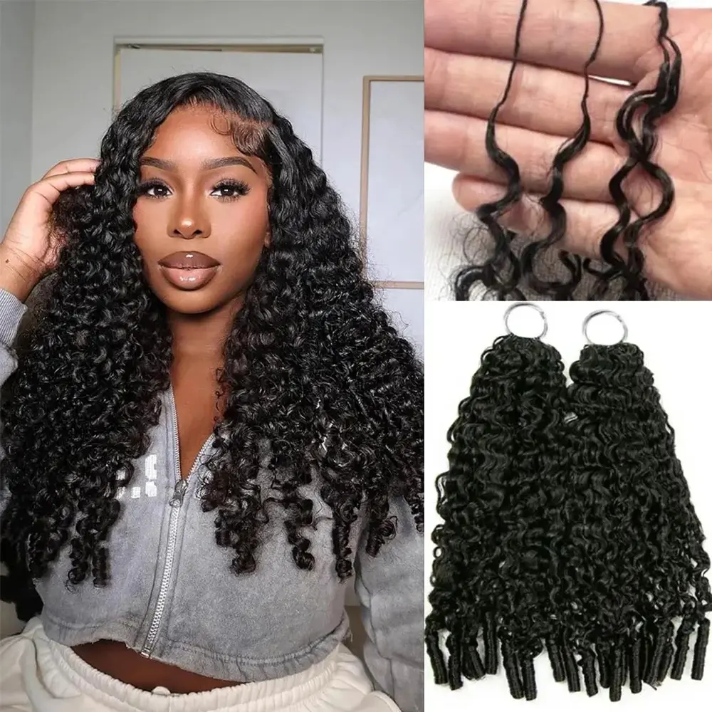 [New In] Bling Hair Burmese Curly Crochet Human Hair For Miracle Knots Human Hair Long Cord Feather for Braiding Invisible Pre-Separated Knotless Crochet Hair 50g/Pack 4 to 5 Bundles Recommended #TikTokShopBackToSchool #SoHoChic