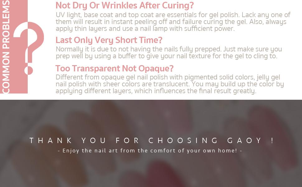 GAOY Pinkish Jelly Nude Pink Gel Nail Polish Set, 6 Transparent Sheer Colors Soak Off UV Light Cure Gel Polish Kit for Salon and Nail Art DIY at Home