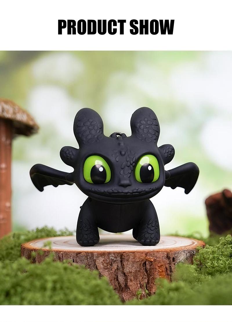 DIYCOM How to Train Your Dragon Night Fury Dragon Keychain Glow in the Dark Mini Dragon Pendant with Moving Wings Trendy Bag Charm Car Ornament Keychain Gift Christmas Gift Birthday Peripheral
