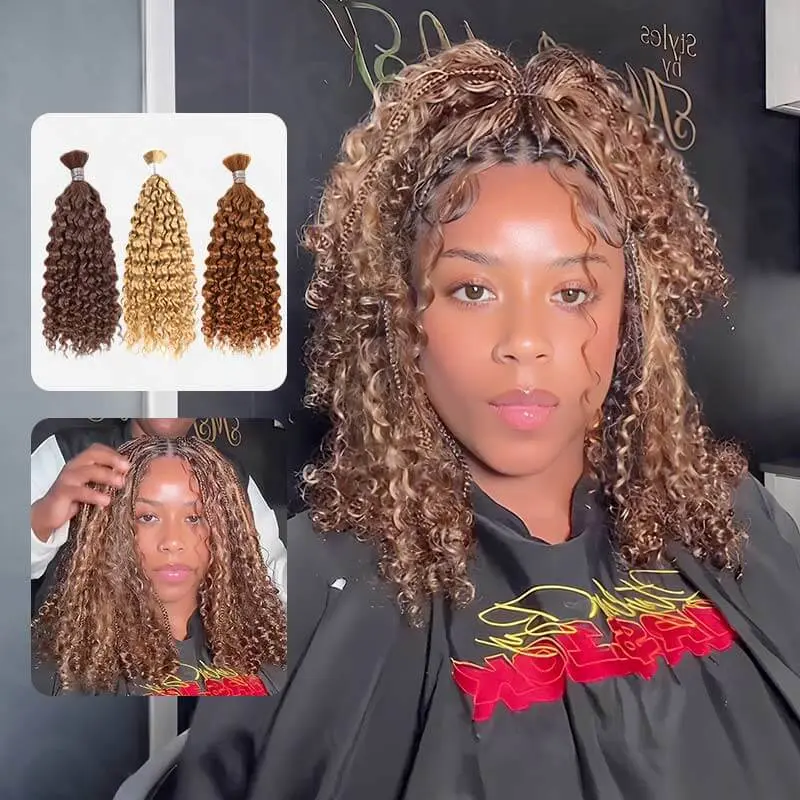 QVR Water Wave Bulk Hair Extensions for Boho Knotless Braiding, Multi-Color Pack with Colors #27 and #30, #27+#30 (1 Of Each Color)