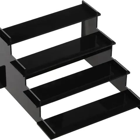 4-Tier Black Acrylic Display Risers | Perfume, Cupcakes, Funko POP Stand Organizer