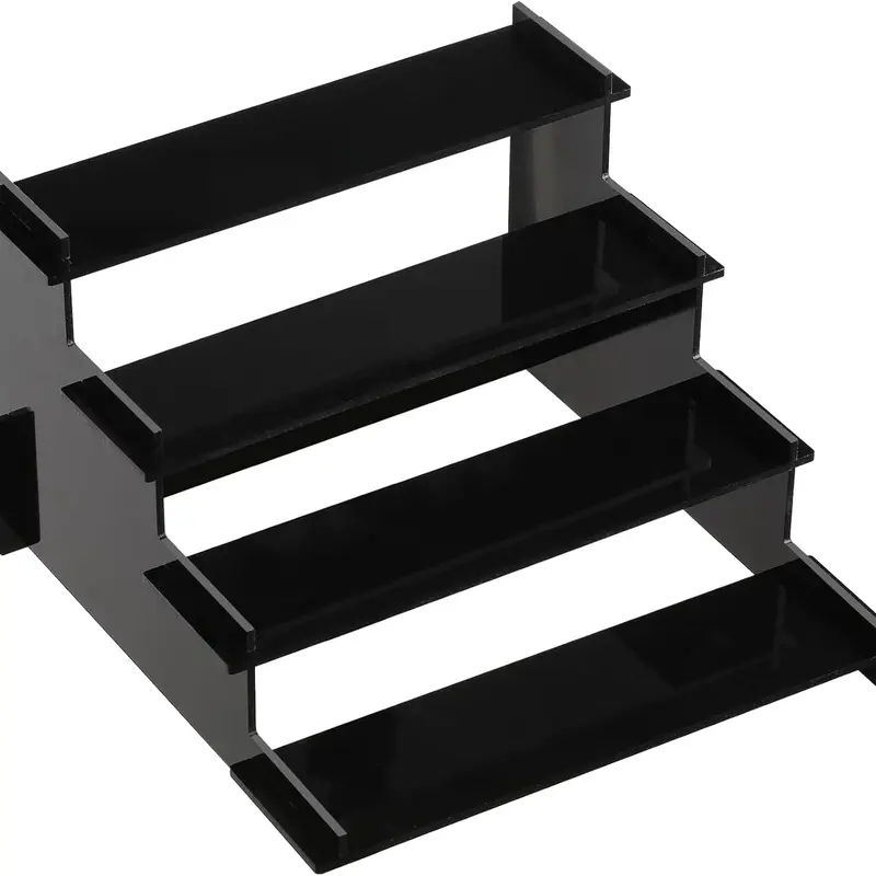 4-Tier Black Acrylic Display Risers | Perfume, Cupcakes, Funko POP Stand Organizer