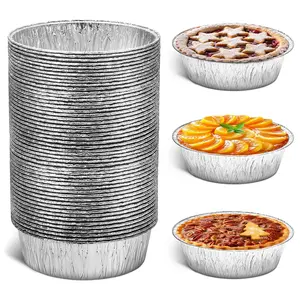 Round Foil Cake Pans – 50 Pack 6" Reusable Aluminum Baking Pans | Stackable, Grease-Resistant for Valentine Holiday Baking, Tarts, Cheesecakes, Freezer & Storage Use | Great for Gift Giving for Bakers