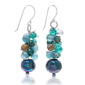 NOVICA Cultured pearl beaded dangle earrings, 'Winter'