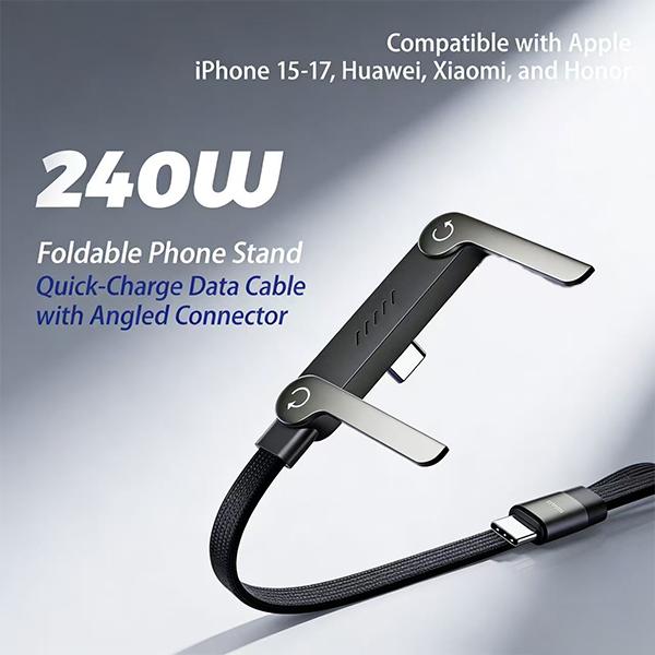Invisible Holder Charger Cable with Stand, 240w super fast charging 2-in-1 Fast Charging Cord & Phone Stand for Gaming, Office, Car Travel, Compatible with iPhone Samsung Type-C charging cable Black Invisible Holder Charger Cable with Stand, 240w super fast charging 2-in-1 Fast Charging Cord & Phone Stand for Gaming, Office, Car Travel, Compatible with iPhone Samsung Type-C charging cable Black
