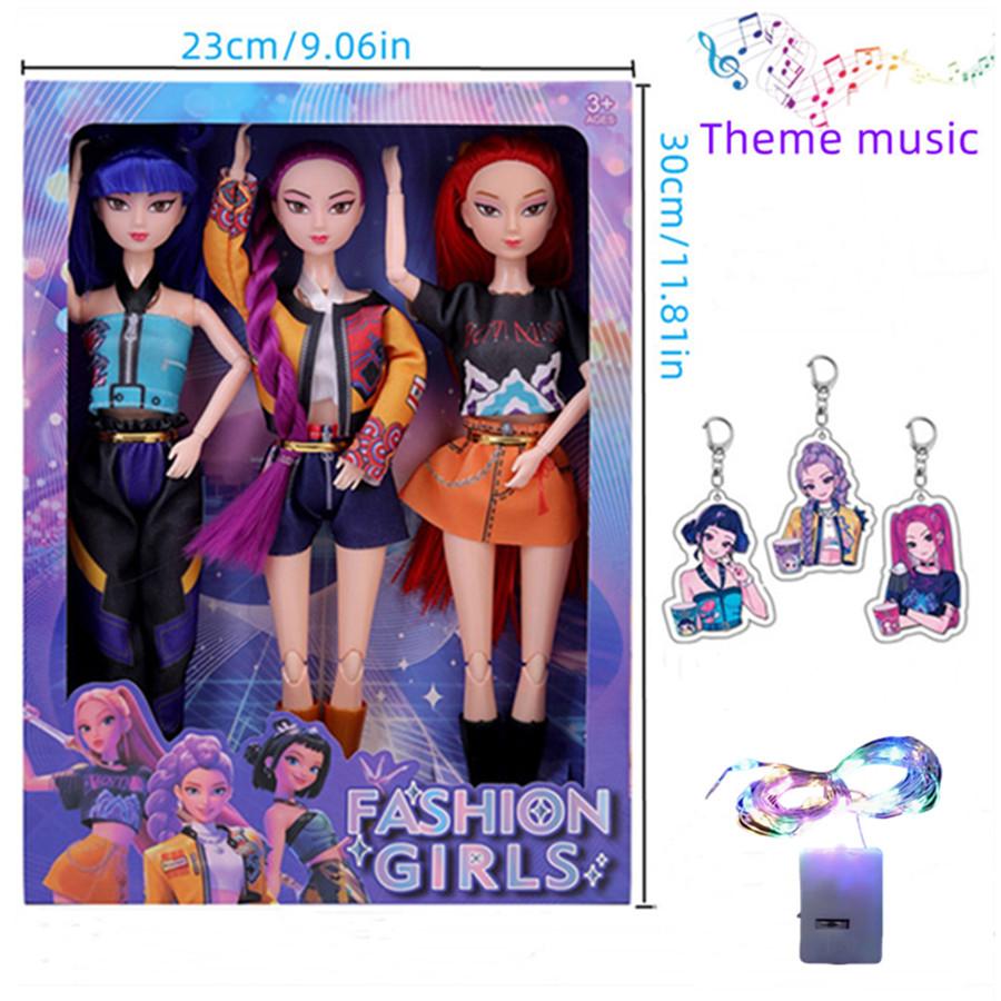 Kpop Dolls 11.5 Inch 12 Joints Movable Anime Action Figures,  Rumi/Mira/Zoey Music and lighting Collectibles |Desk Display Playable Dolls, K-pop IdolMerch Gift for Fans & Kids-desk Display
