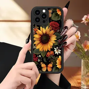 [Soft Phone Case] Simple Sunflower Pattern UV Printing Matte Cover |   for iPhone 11 12 13 14 15 16 Pro Max Soft Phone Case |   360 Degree Full Protection Gift for Birthday Girl Boy Protective Protector Casing Cellphone