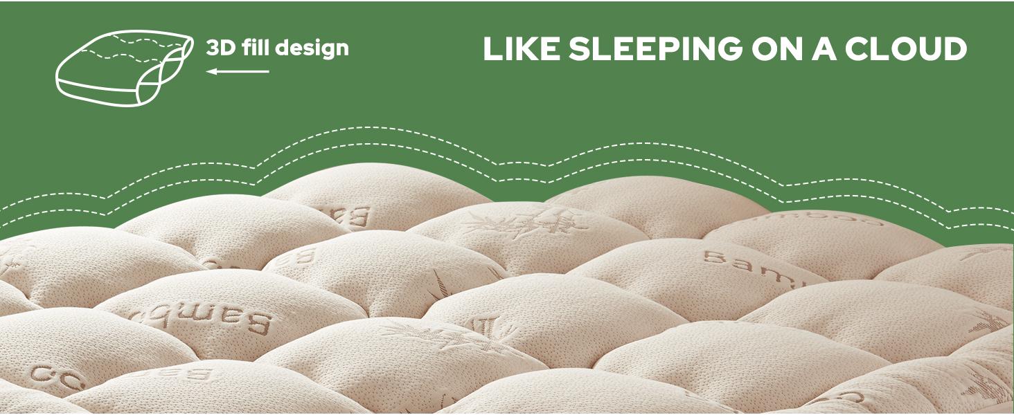 【BEDLORE】Bamboo Mattress Topper, Thick Pillow Top Mattress Pad with Stretchable Deep Pockets (Fits 6–18 Inch Mattresses), Soft & Breathable, Ideal for Bedroom & Home Use