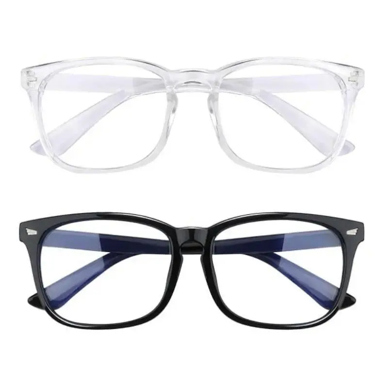 Men's Bag Set Accessory Square Eyeglasses, Polycarbonate Anti-Glare Blue Light Blocking Lenses, Lightweight Frame with Spring Arms, Lens Swap Compatible for Computer Gaming Use, Trendy Square Frame, Pc Frame Eyewear, Blue Light Glasses