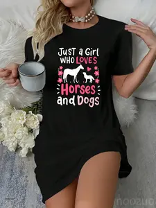 Horse Just a Girl Who Loves Horses and Dogs Funny Gift Casual Dress