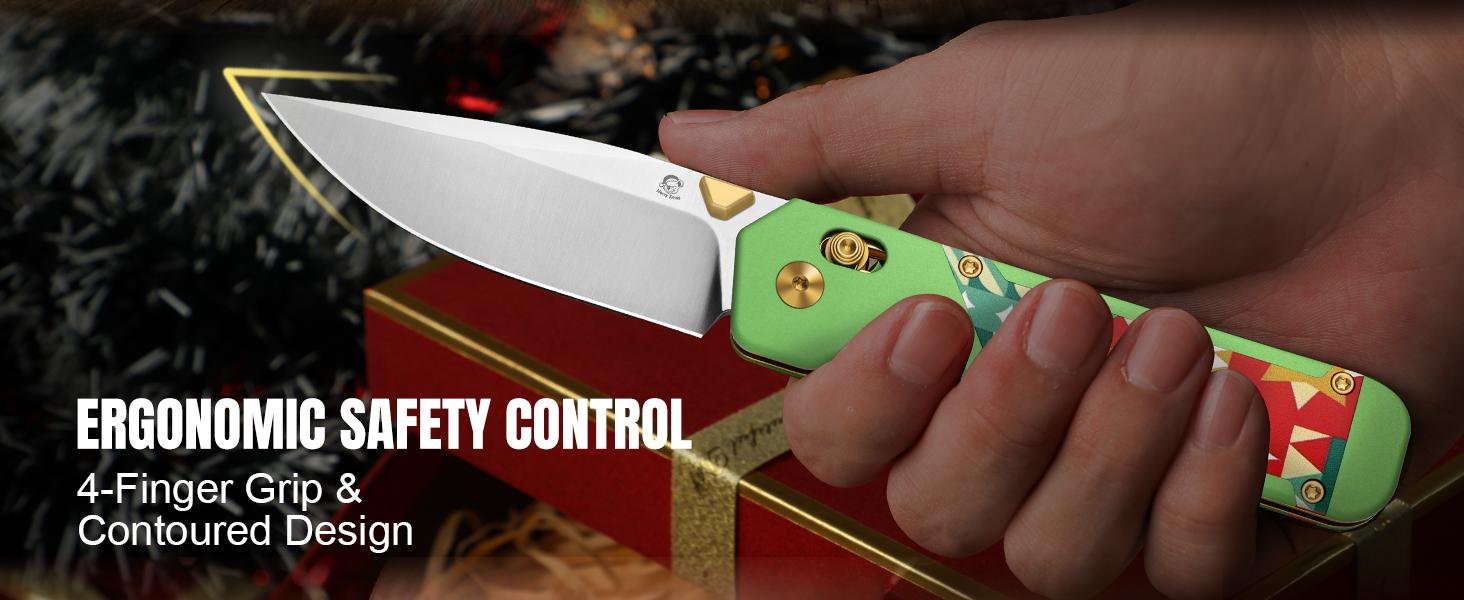 Kizer Christmas Exclusive Edition S45VN Aluminum & G10 Ki3634MC1, V3634MC1 with Nitro-V & G10 & Mkuruti Wood, X'mas Green, Men Gift xmas holiday surprise gift