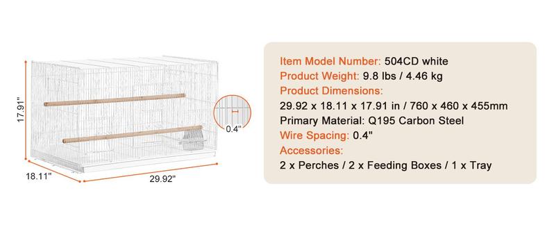 SucceBuy 30In Flight Bird Cage Stackable Divided Small Animal Cage for Kinds of Birds Pet Travel Birdcage with Handle and Perche