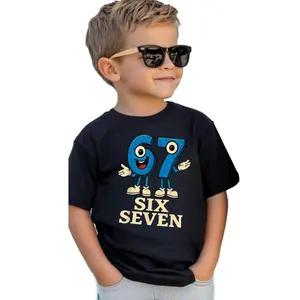 67 Six Seven Italian Brain Rot Math Joke T-Shirt - Funny Number 67 & 67 Design with Smiling Face, Casual Short Sleeve Round Neck Summer Top for &, Party & Casual Attire, Math T Shirt, Party Outfit, Playful Design, Comfortable Fit, Printed Shirt