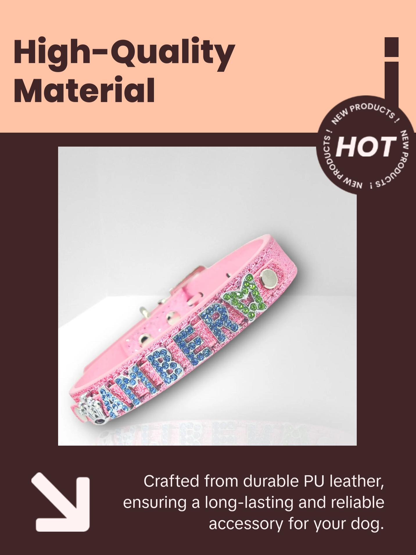 ALPHABET Brilliance Personalized Handmade PU Leather Dog Collar