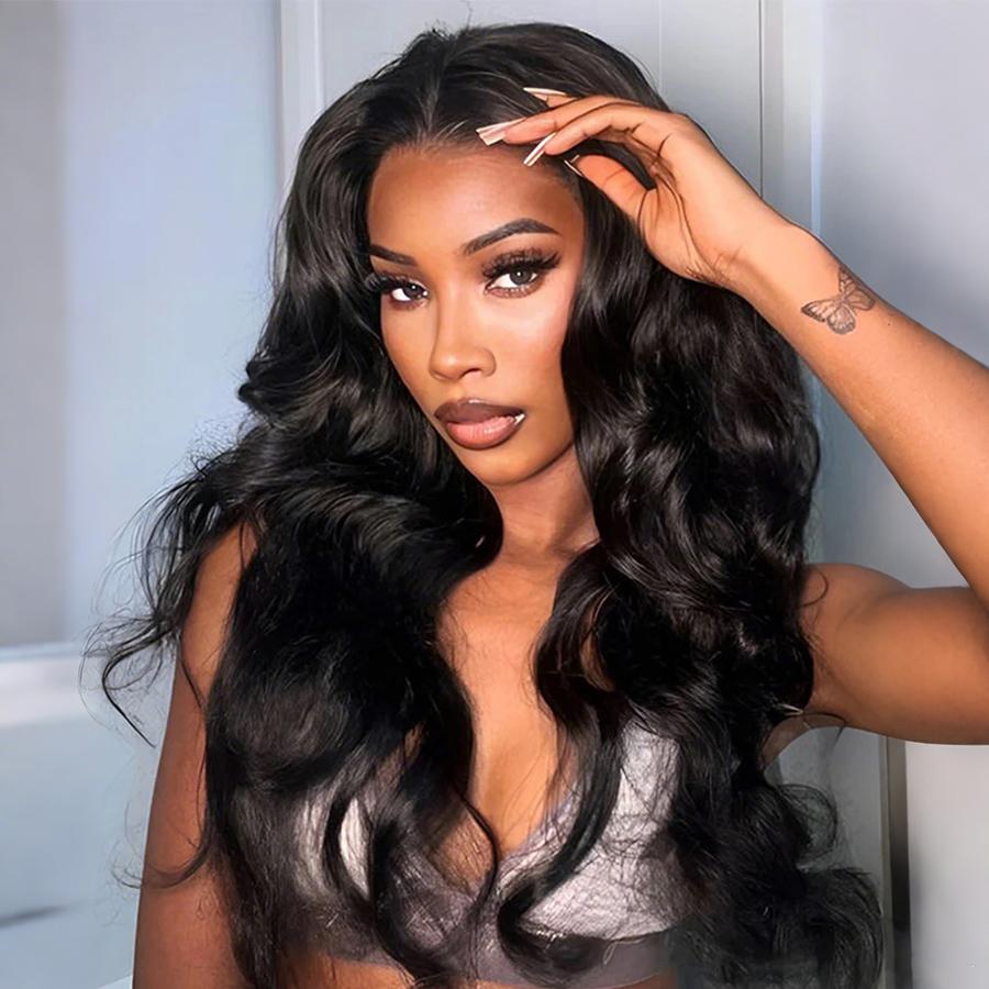 Pizazz Hair 220% Density Body Wave HD Transparent 13x6 Pre Cut Lace Wigs With Drawstring Pre Plucked Lace Frontal Human Hair Wigs