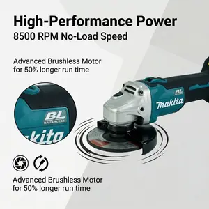 Makita DGA404 125mm  18V Brushless Variable speed Cordless Angle Grinder Kit,  includes Makita drill and  accessories. Adjustable Compact Corded Circular with Laser Guide Portable Multifunctional Desktop Saw mak it apower on