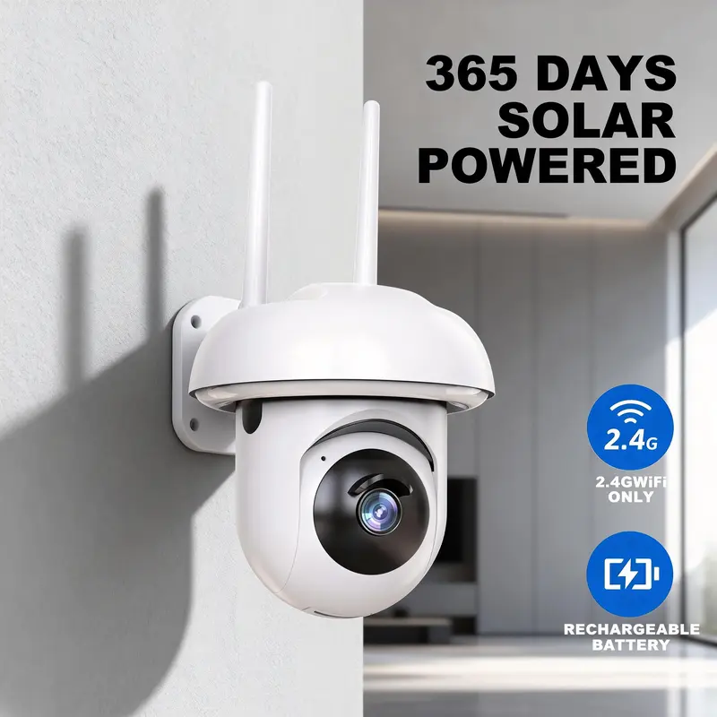 Outdoor waterproof security camera | 2.4G WiFi, 1080P HD, 355° Pan Tilt, Full-Color Night Vision, IP65 Waterproof, 2-Way Audio, Motion Detection, US Local Cloud Storage