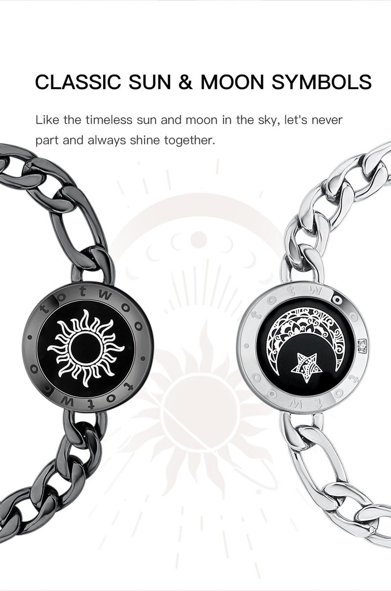 totwoo Long Distance Touch Bracelets with Sun&Moon Functional Love Connect Couple Gifts For Boyfriend or Girlfriend or your Family