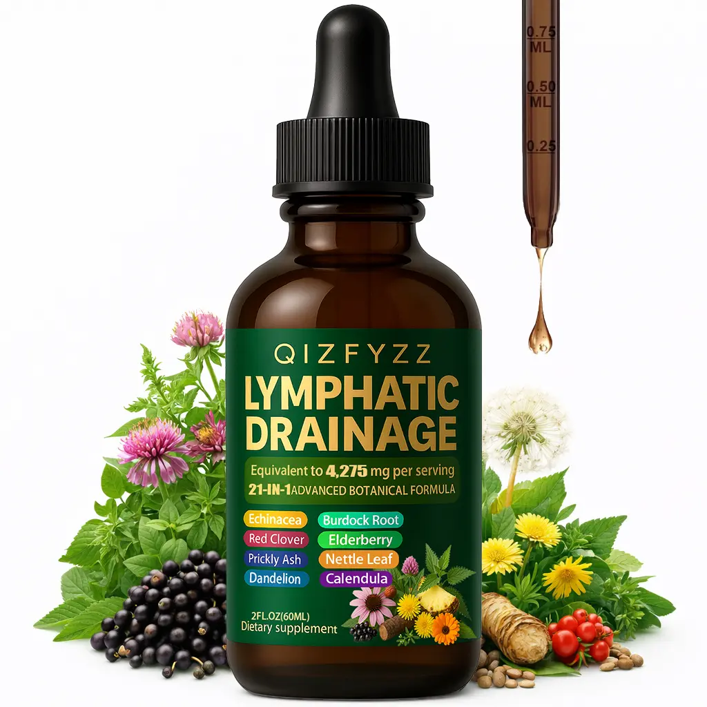 Lymphatic Support Drops with Botanical Oil, 60ml Lymphatic Drainage Supplement - Circulation & Immune Wellness Support, Herbal Blend with Echinacea, Dandelion, Nettle, Burdock, Calendula, Red Clover