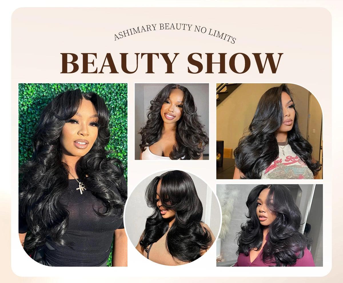 [Salon-Quality] Trendy Butterfly Cut Face- Framing Peacock Curls Pull Go 13x6 Full Glueless Lace Front Wig Pre-Styled Heavy Layers Cut Body Wave Natural hairline Human Hair 250% Density Wave Wig