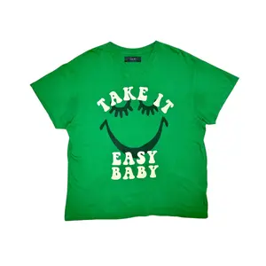 Amiri Take It Easy Baby Logo Short Sleeve Tee Shirt Green White Black Pre-Owned