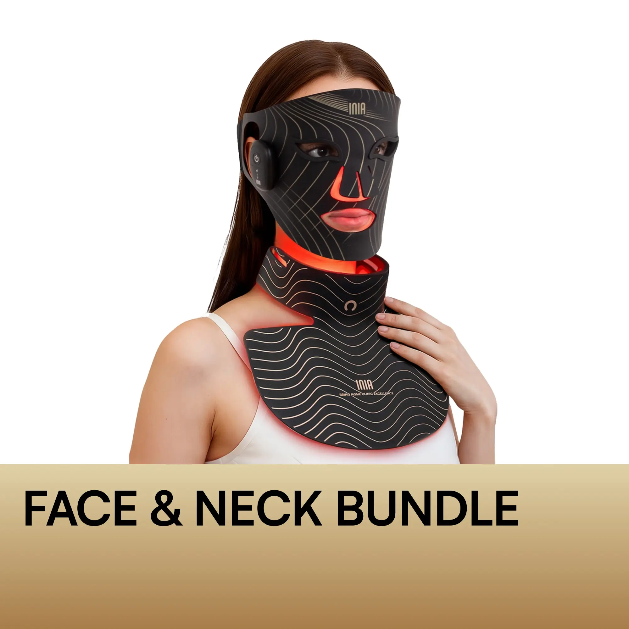 INIA GLOW Wireless Red Light Face & Neck & Chest Mask Bundle – 630nm & 850nm Red Light Therapy Mask Devices | Skincare Set for Lifting, Firming & Radiant Glow at Home, Rechargeable & Portable with 2-Year Warranty,back to school,back to school haul