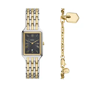 Fossil Women's Raquel Three-Hand Date, Stainless Steel Watch and Bracelet Set
