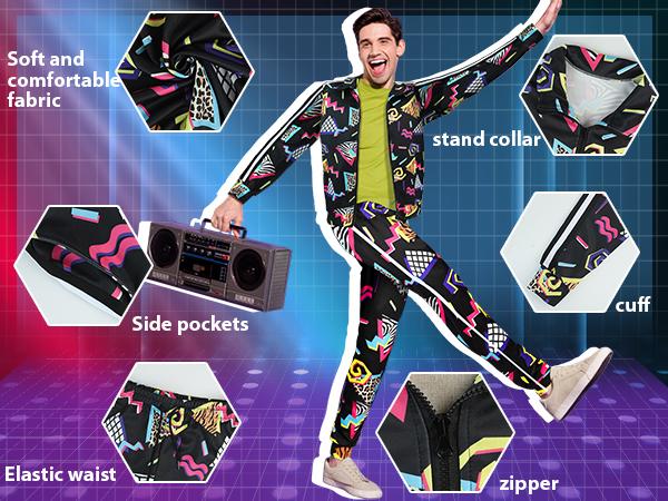 Gihuo Retro 80s 90s Men's Tracksuit - Vintage Jacket & Joggers Set - Polyester Material - Loose Fit - Summer Clothing - 2-Piece Outfit - Cuffed Sweatpants - Streetwear Style halloween cardigan gift funny Gihuo Retro 80s 90s Men's Tracksuit - Vintage Jacket & Joggers Set - Polyester Material - Loose Fit - Summer Clothing - 2-Piece Outfit - Cuffed Sweatpants - Streetwear Style halloween cardigan gift funny