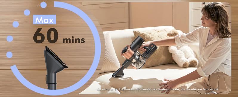 48KPa Cordless Vacuum Cleaner, 190AW Stick Vacuum with 60-Min Runtime, 4000mAh Battery, Anti-Hair Wrap, Self-Standing, LED Display for Pet Hair, Hard Floors, Carpets & Cars