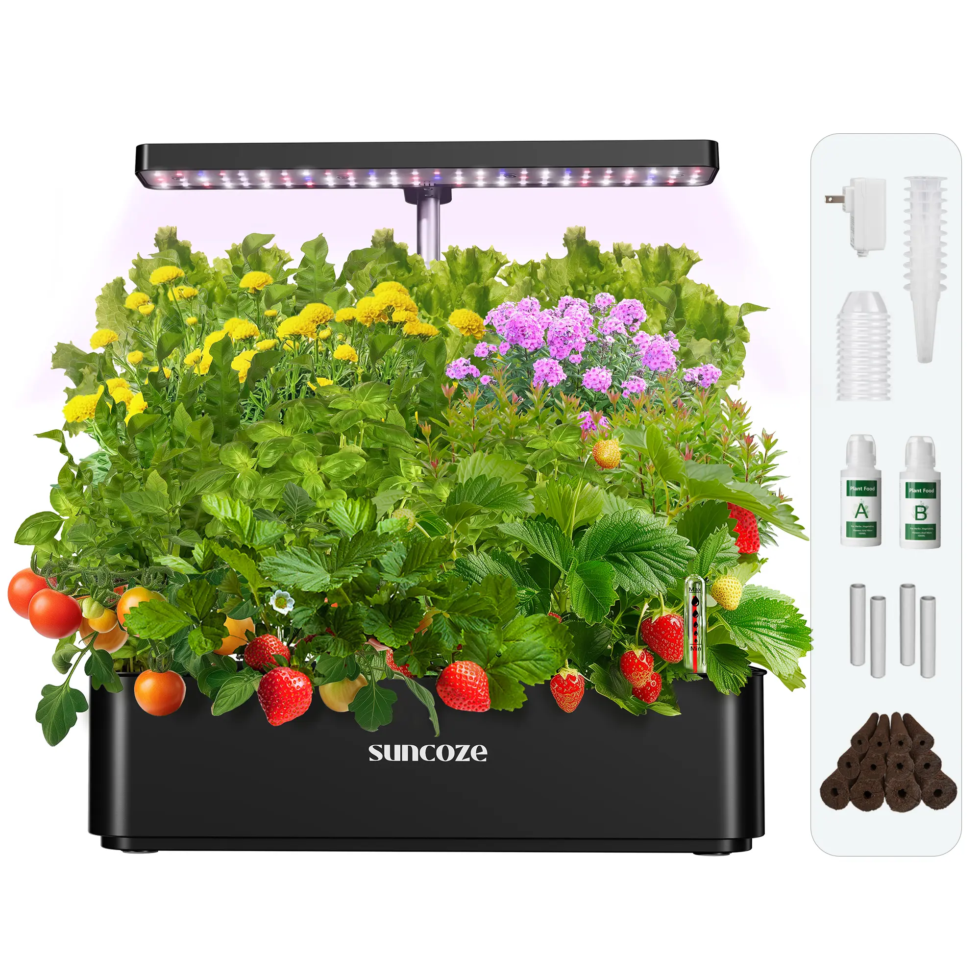 SUNCOZE Hydroponics Growing System Kit 12 & 20 Pods, 24W/30W LED Grow Light Indoor Garden, 4L/10L Water Tank with Quiet Pump, Adjustable Height Herb Garden Planter Indoor Kit, Gardening Gifts,back to school,back to school haul