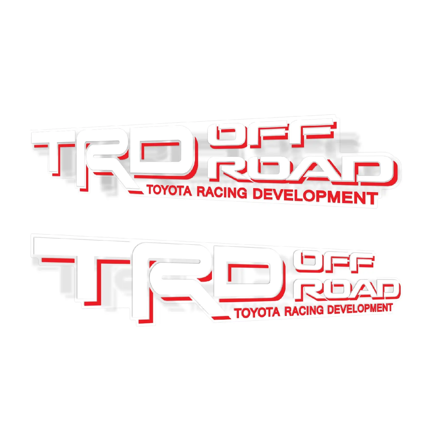 TRD Offroad Decals for Tacoma Bed, 4x4 Racing Development Sticker | Set of 2 White-Red
