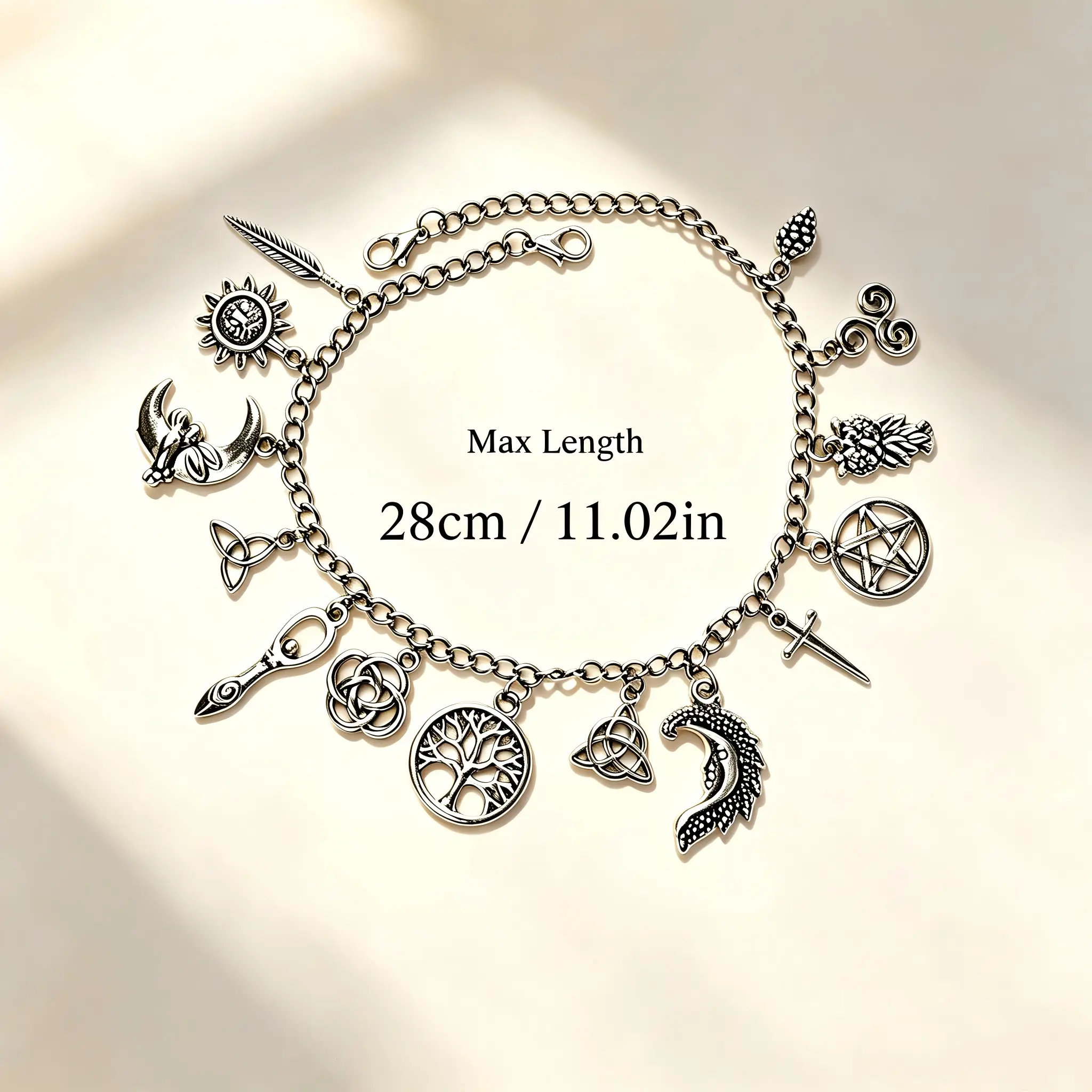 Gothic Charm Bracelet for Women, Vintage Witchcraft Aesthetic Jewelry with Celestial Moon & Pentagram Charms, Adjustable 2-in-1 Casual Anklet Chain, Jewelry For Women, Gothic Style, Anklets For Women