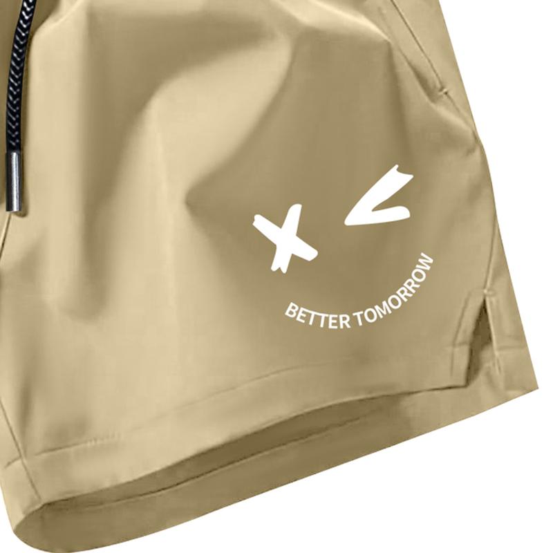 Men's shorts with drawstring waistband, made from lightweight polyester fabric, featuring pockets, perfect for beach or outdoor activities, everyday wear shorts | Drawstring Waist Shorts | Lightweight Shorts