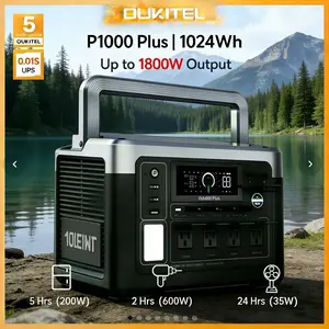 OUKITEL1024Wh Camping Generator Power Mini Fridge Projector & Grill, USB-C, Folding Solar Panel Home Backup, Camping, Emergency Outdoor Power travel server rack