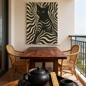 2D Flat, 2D Flat, 2D Flat 1pc Framed Optical Illusion Artwork Featuring a Green-Eyed Zebra Pattern, Designed for Vertical Display. This Modern Zebra Piece Is Ideal for Bedrooms And Living Rooms	