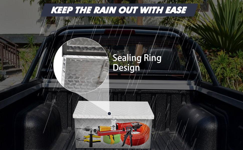 【GARVEE】20 Inch Aluminum Diamond Plate Tool Box with Lock and Keys, Heavy Duty Waterproof Truck Storage Organizer Chest for Pickup Truck Bed, RV, Trailer, or Van, Featuring Side Handle for Easy Transport