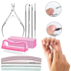 Nail Care Kit, Nail Files 100/180, Nail Buffer Block, Cuticle Nippers, Cuticle Trimmer, Cuticle Pusher, Nail Tools, Nail Kit, Pedicure & Manicure Tools, Nail Prep Kit, Manicure Kit for Women