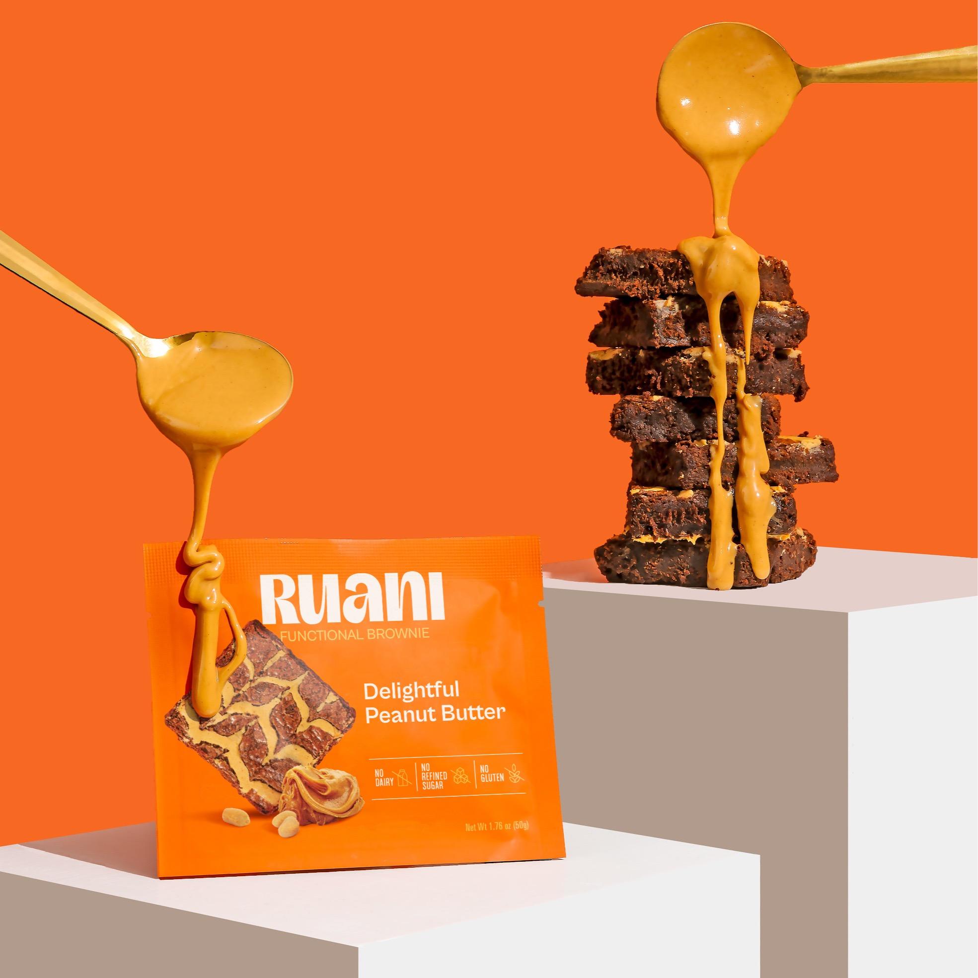 6 Pack Case Delightful Peanut Butter Brownie Food Dessert Natural Almond Coconut Organic Cake Sugar