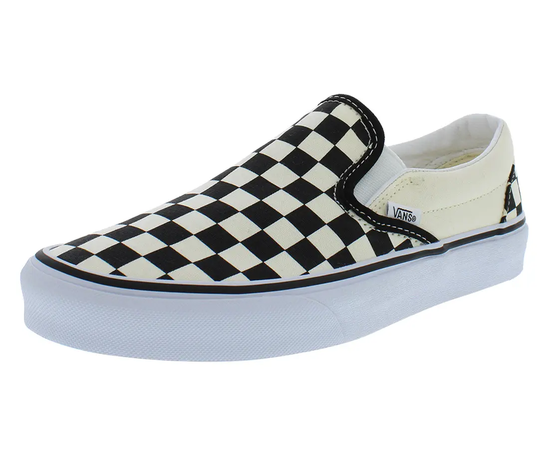 Vans Classic Slip-On Unisex Footwear - Checkerboard Design White/Black Shoes, Multi-Size Sports Sneakers for Casual Wear & Outdoor Activities