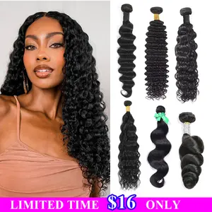 [Limited Time • $16 Only] BINF 8 Inch Human Hair Bundles One Bundle 100% Unprocessed Brazilian Virgin Hair Extensions Natural Black Available in Deep, Loose, Body, Water, Loose Deep & Natural Waves Double Weft Virgin Human Hair Bundles Natural Black