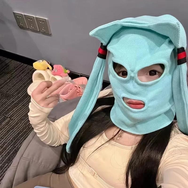 Hot Selling Hatsune Miku Balaclava Mask Soft Breathable Fabric Anime Themed Hood for Conventions Street Fashion
